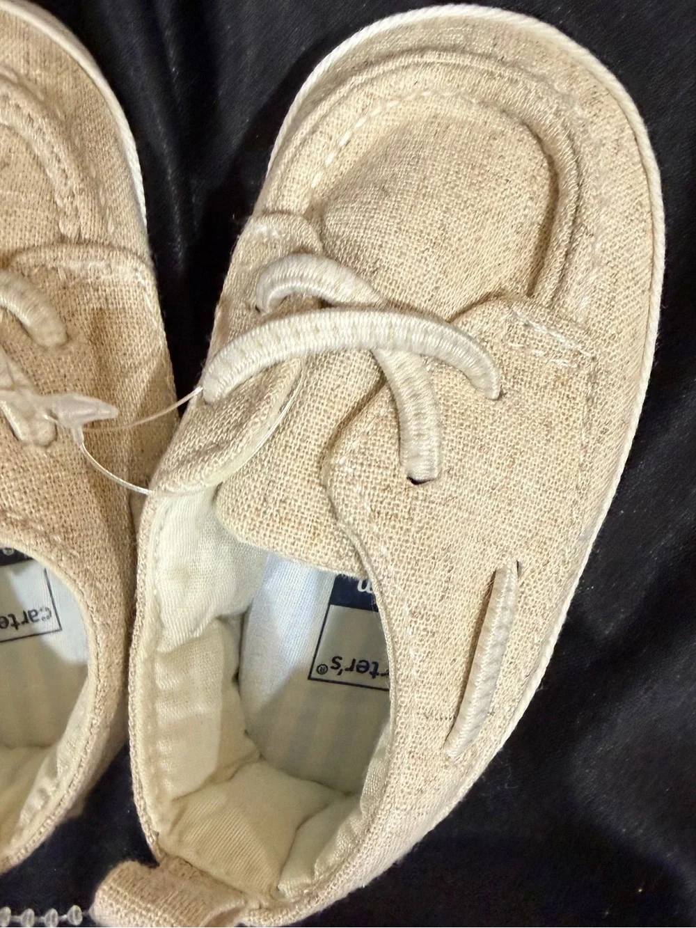 Carter's Neutral Beige Canvas Baby Slip-On Shoes 3-6 months
